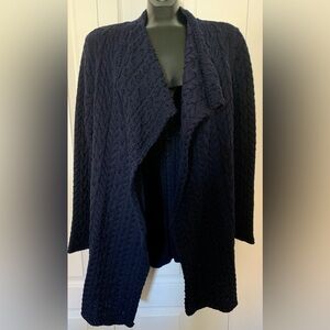 IrelandsEye NWT Sz M Navy Wool Waterfall Clodaigh Cardigan Cable Knit Side Vents